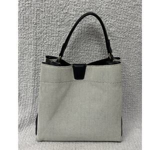 Jen & Co. White Navy Canvas Faux Leather Tote Purse #66767